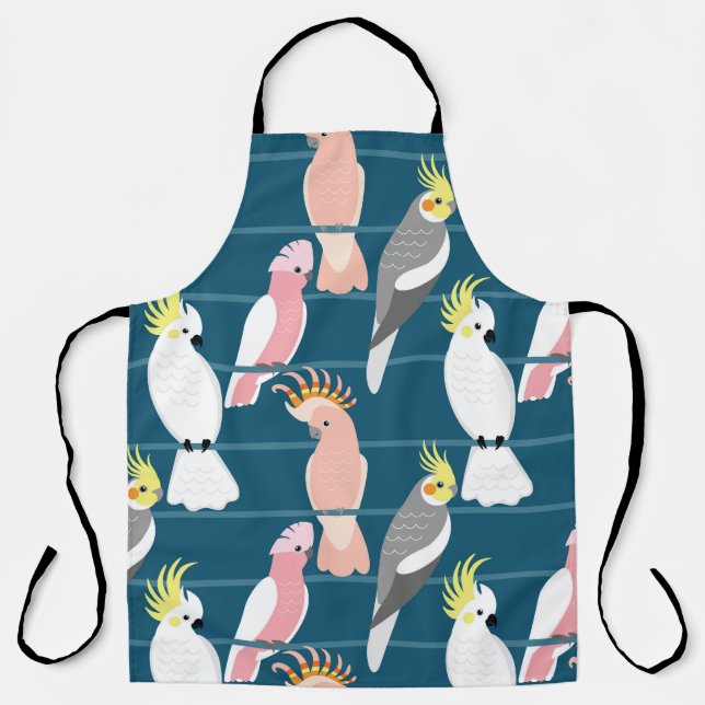Cartoon Parrots: Cute Seamless Pattern Apron (Front)