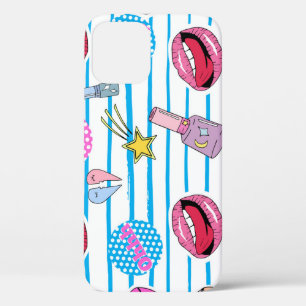 Cartoon patch badges: pop art. iPhone 12 case