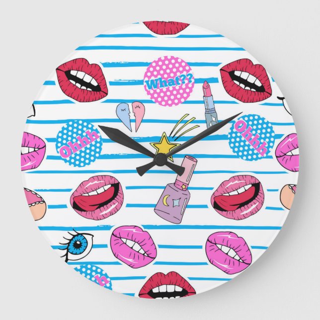 Cartoon patch badges: pop art. large clock (Front)