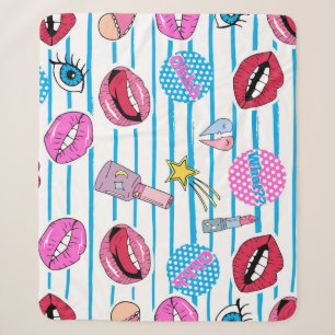 Cartoon patch badges: pop art. sherpa blanket
