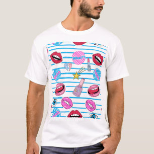 Cartoon patch badges: pop art. T-Shirt