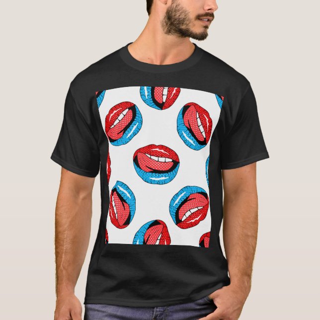 Cartoon Patch Badges: Retro Pop T-Shirt (Front)