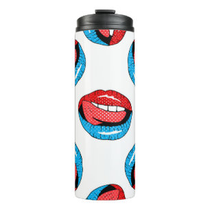 Cartoon Patch Badges: Retro Pop Thermal Tumbler