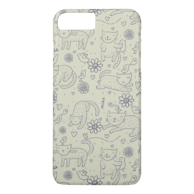 Cartoon pattern with funny cats Case-Mate iPhone case (Back)