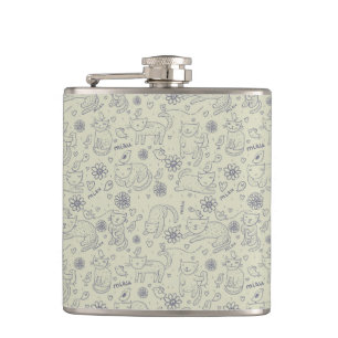 Cartoon pattern with funny cats hip flask