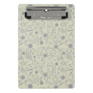Cartoon pattern with funny cats mini clipboard