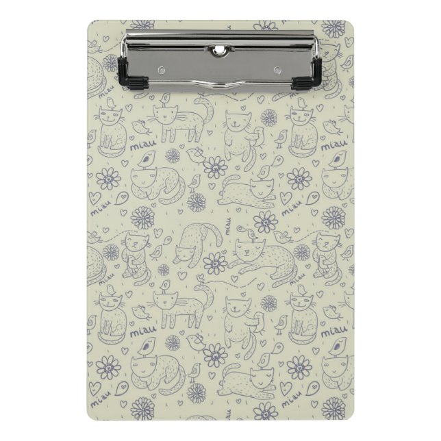Cartoon pattern with funny cats mini clipboard (Front)