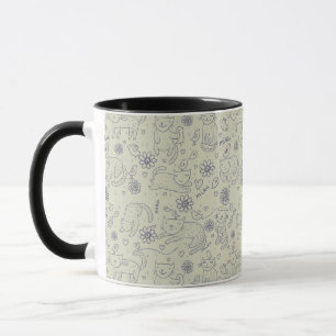 Cartoon pattern with funny cats mug