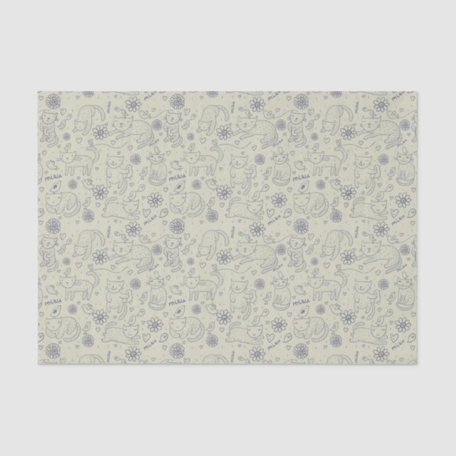 Cartoon pattern with funny cats tissue paper (Front)