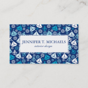 Cartoon Pattern With Sailboats Business Card