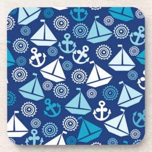 Cartoon Pattern With Sailboats Coaster