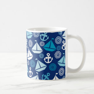 Cartoon Pattern With Sailboats Coffee Mug