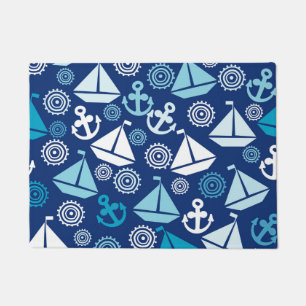 Cartoon Pattern With Sailboats Doormat