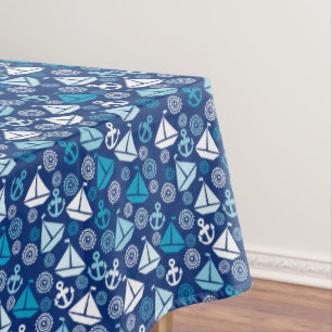 Cartoon Pattern With Sailboats Tablecloth