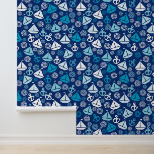 Cartoon Pattern With Sailboats Wallpaper