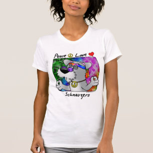 Cartoon Peace Love Schnauzer T-Shirt