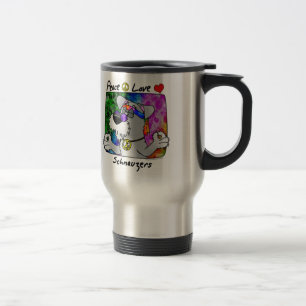 Cartoon Peace Love Schnauzer Travel Mug