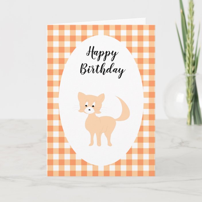 Cartoon peach cat Pretty Puss peach birthday Card | Zazzle.co.uk