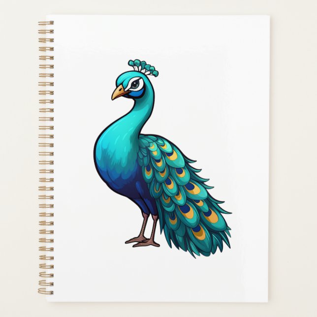 Cartoon peacock illustration planner (Front)