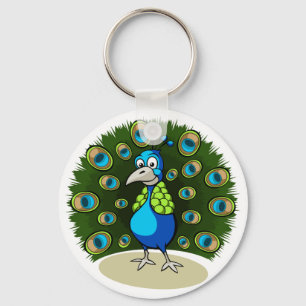 Cartoon Peacock Key Ring