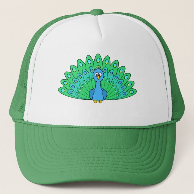Cartoon Peacock Trucker Hat (Front)