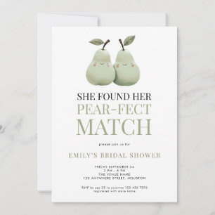 Cartoon Pears Pear-fect Match Bridal Shower Invitation