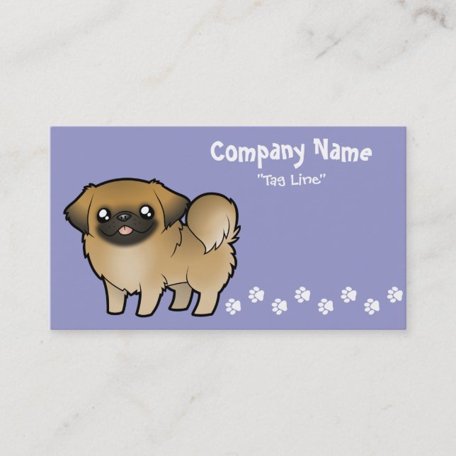 Cartoon Pekeingese (puppy cut) Business Card (Front)