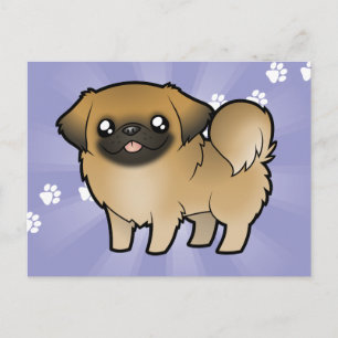 Cartoon Pekeingese (puppy cut) Postcard