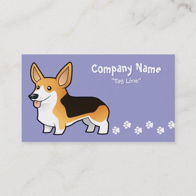 Cartoon Pembroke Welsh Corgi Business Card (Front)
