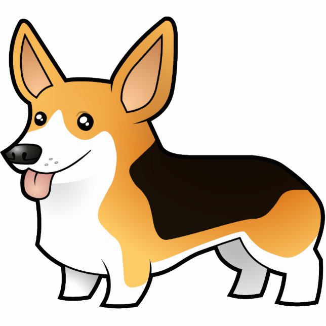 Cartoon Pembroke Welsh Corgi Photo Sculpture Magnet (Front)