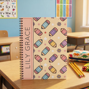 Cartoon Pencil Back to School Pattern Notebook