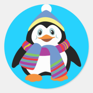cartoon penguin classic round sticker