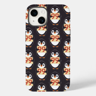 Cartoon Penguin Holding Number 99 Case-Mate iPhone 14 Case