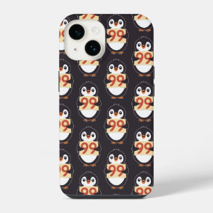 Cartoon Penguin Holding Number 99 iPhone 14 Case