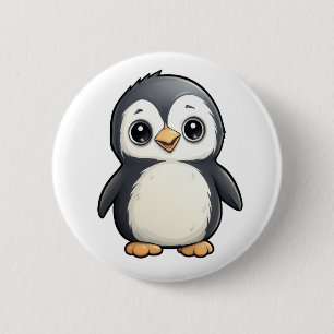 Cartoon penguin illustration 6 cm round badge