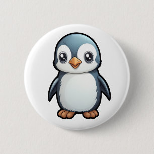 Cartoon penguin illustration 6 cm round badge