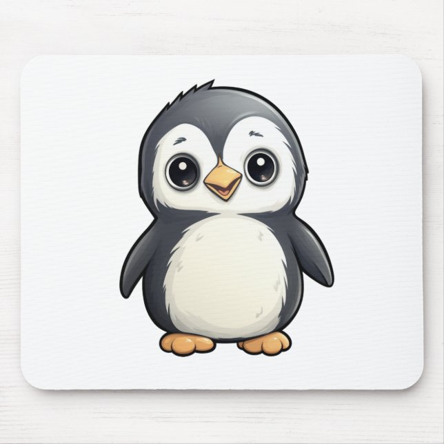 Cartoon penguin illustration mouse mat (Front)