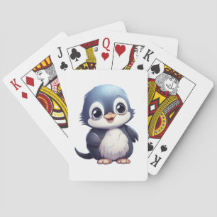Cartoon penguin illustration playing cards
