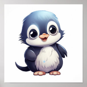 Cartoon penguin illustration poster