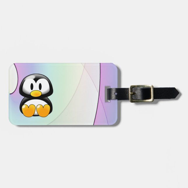 Cartoon Penguin Luggage Tag (Front Horizontal)