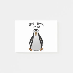 Cartoon Penguin on crutches - get well soon. Post-it Notes