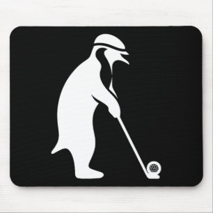 Cartoon Penguin Playing Golf Sport Golfer Mouse Mat