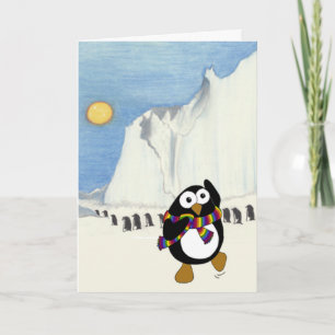 Cartoon penguin retirement card