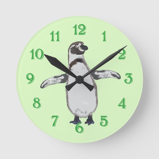 Cartoon Penguin Round Clock (Front)