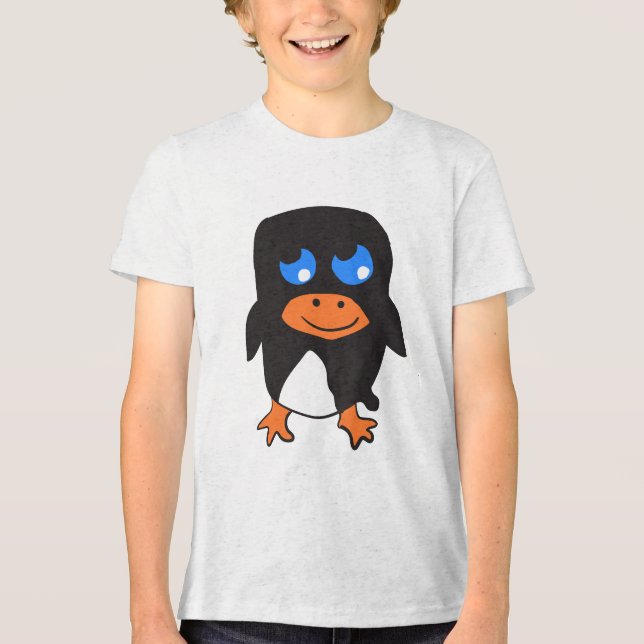 Cartoon Penguin Tri-Blend Shirt (Front)