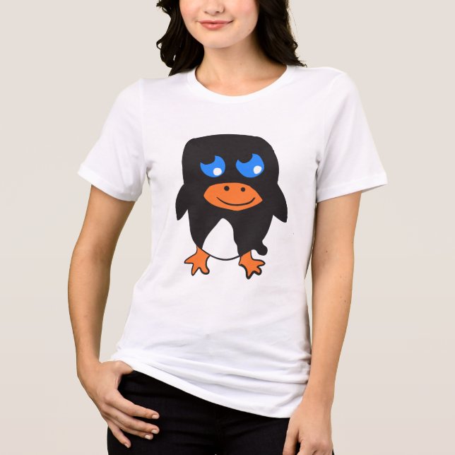 Cartoon Penguin Tri-Blend Shirt (Front)