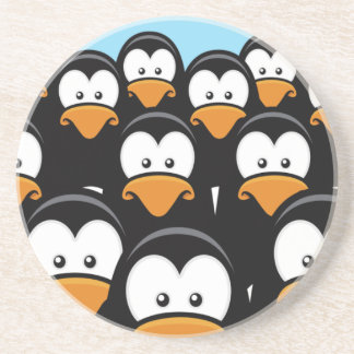 Cartoon Pensive Penguin Army Coaster