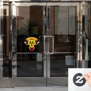 Cartoon Pepperoni Pizza Slice Customer Attractor Window Cling