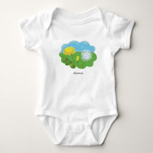  cartoon personalised dandelion in the meadow in s baby bodysuit