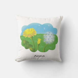 cartoon personalised flowers in the meadow cushion